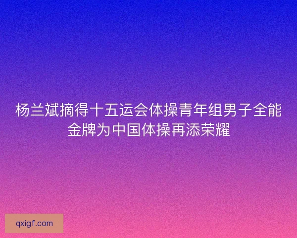 杨兰斌摘得十五运会体操青年组男子全能金牌为中国体操再添荣耀