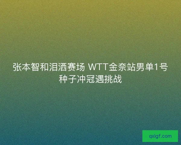 张本智和泪洒赛场 WTT金奈站男单1号种子冲冠遇挑战